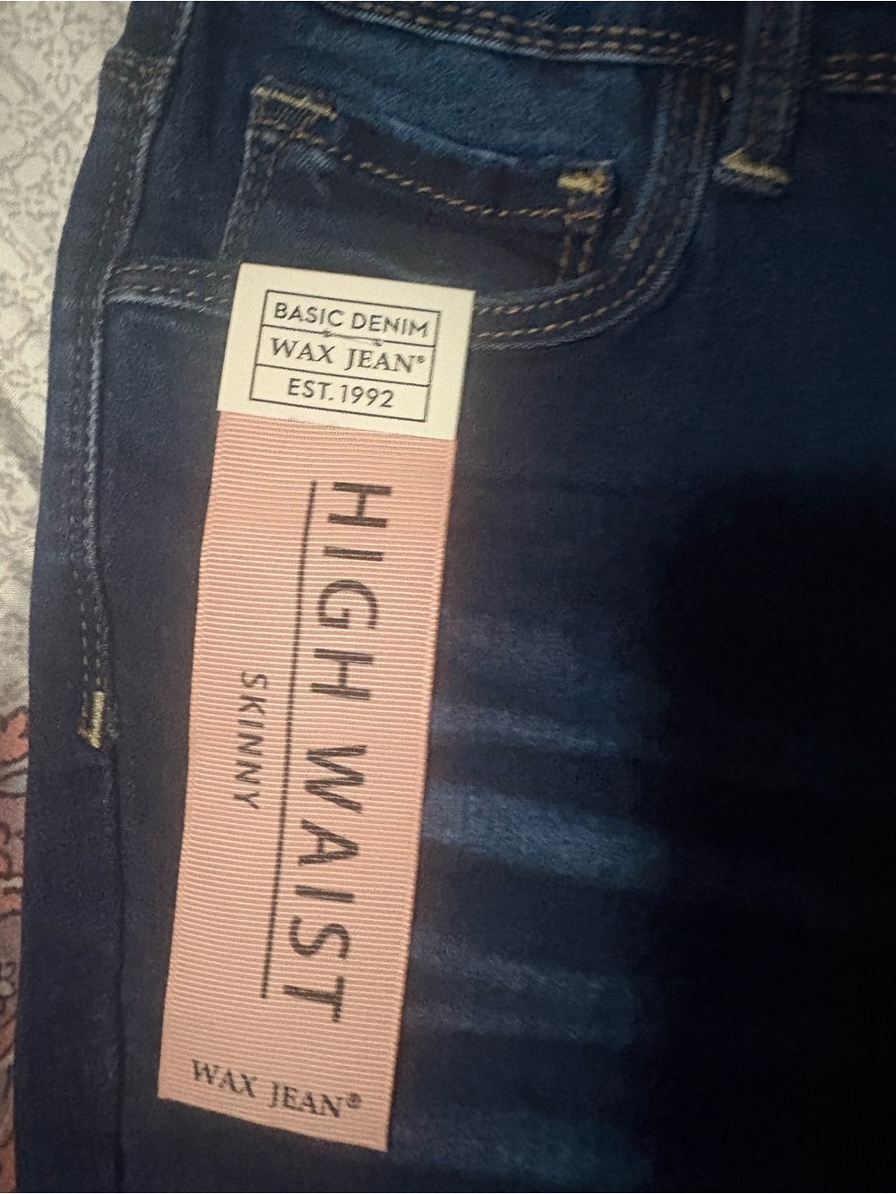 Wax Jean High Waist Skinny Jeans - Dark Blue - Picture 3 of 6